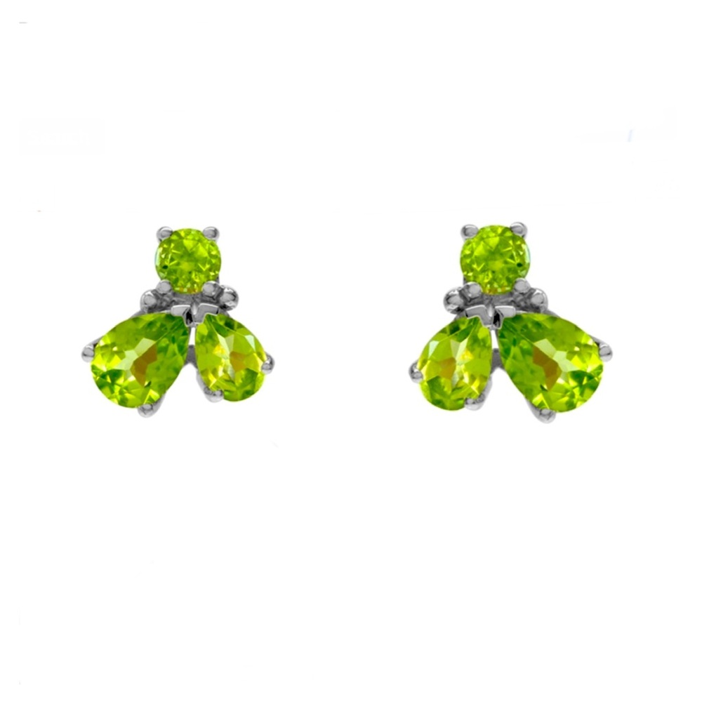 3.05 ctw Genuine Burmese Peridot Cluster 925 Sterling Silver Post Earrings
